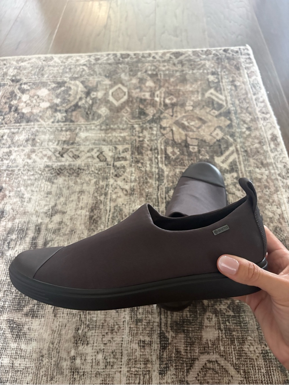 Ecco Women's Slip-On Flats in Dark Brown with Black Trim